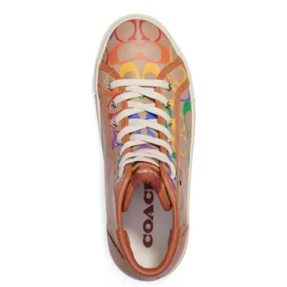 🌈 Coach Citysole High Top Platform Sneaker In Rainbow Signature Canvas - Picture 2 of 11